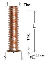 Technical Drawing for Metric Flanged Weld Studs