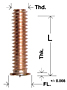 Technical Drawing for Flanged Weld Studs (UNC & UNF)